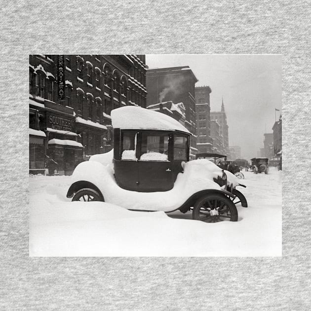 Model T Buried in Snow, 1922. Vintage Photo by historyphoto